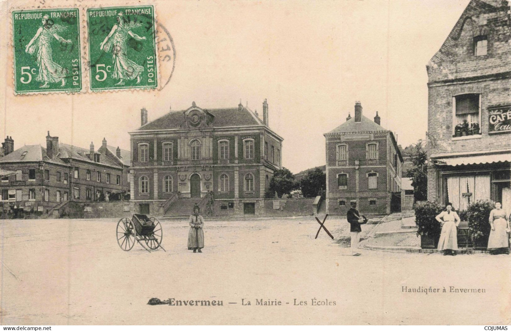 76 - ENVERMEAU _S25653_ La Mairie - Les Ecoles - En L'état Décollée - Envermeu