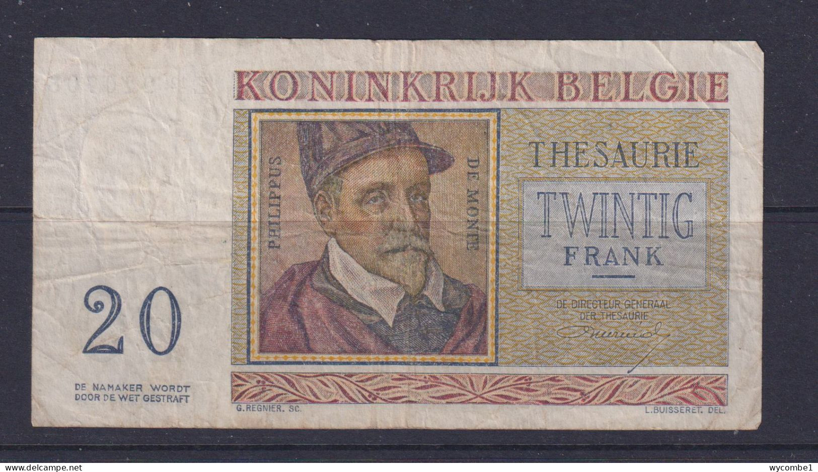 BELGIUM - 1956 20 Francs Circulated Banknote - 20 Francos