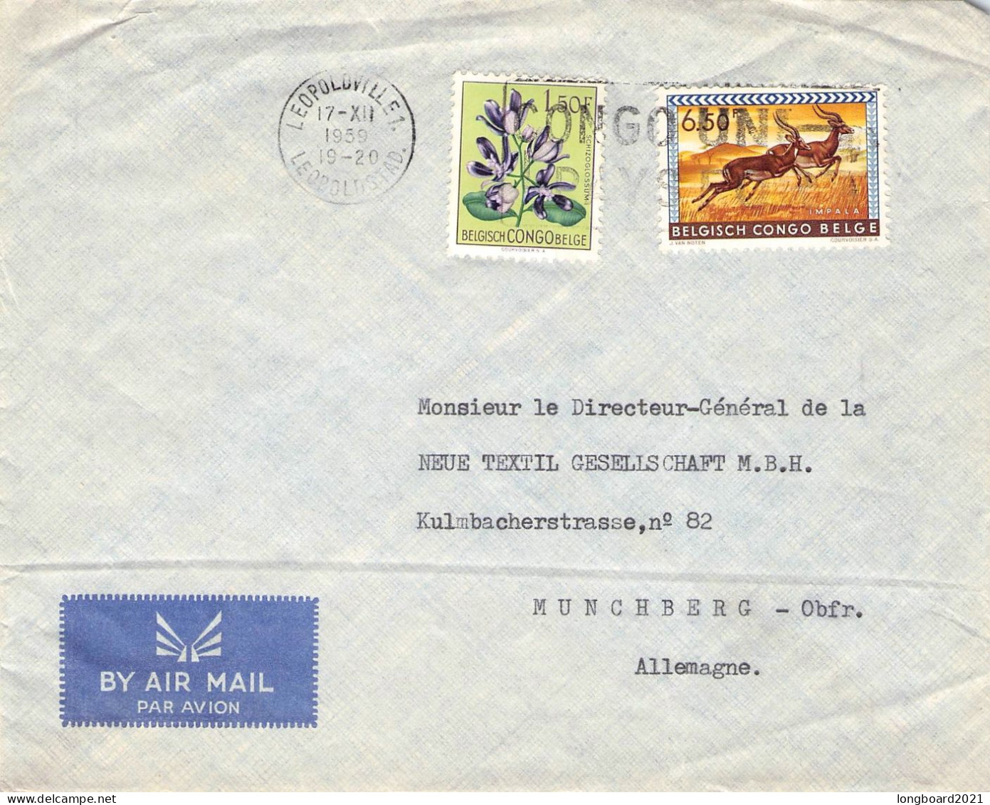 BELGIAN CONGO - AIRMAIL 1959 LEOPOLDVILLE - MUNCHBERG/DE /4474 - Storia Postale