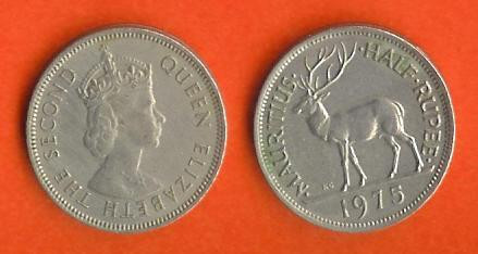 MAURITIUS 1975 Coin 1/2 Rupee Copper Nickel C078 - Mauritius