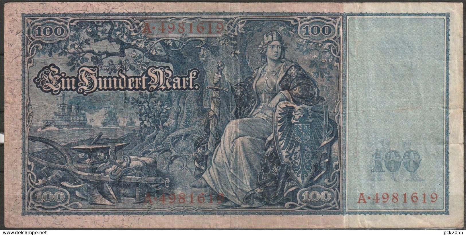 DR. 100 Mark Reichsbanknote 21.4.1910 Ros.Nr.43, P42( EK 207 ) - 100 Mark