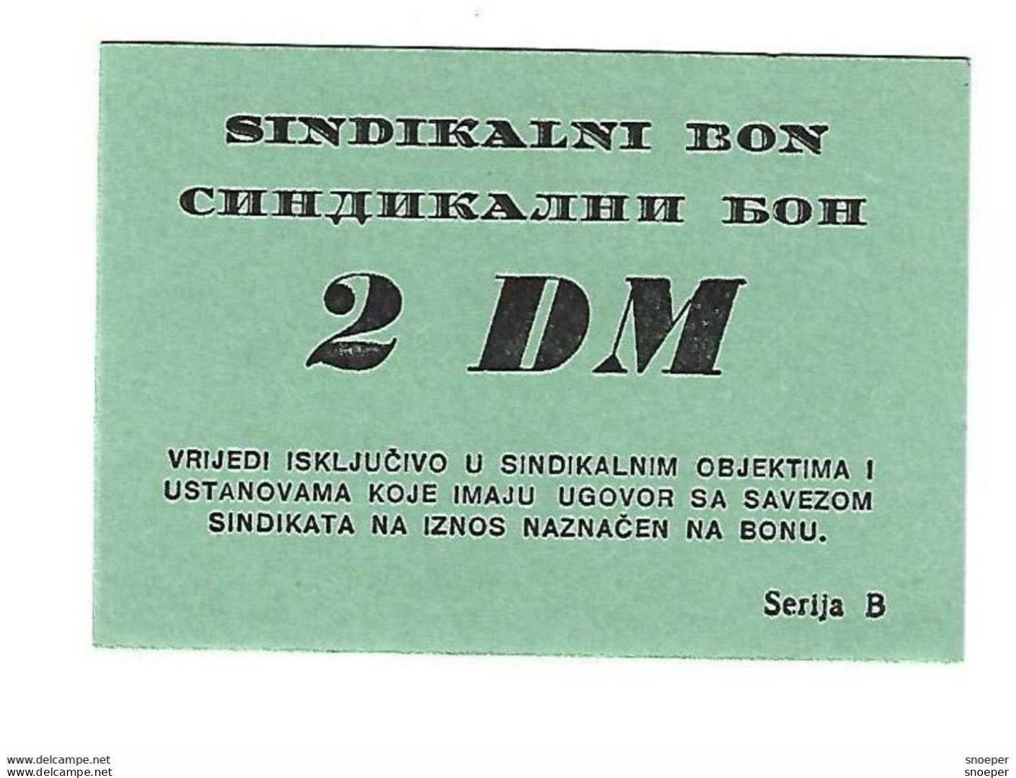 *bosnia Syndicate Bon Banja Luka 2 DM   Unc  Ref 31 - Bosnia Erzegovina