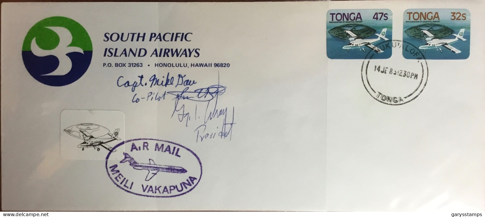 Tonga 1983 Airport Issue On South Pacific Airways Tied And Signed FDC Cover - Tonga (1970-...)