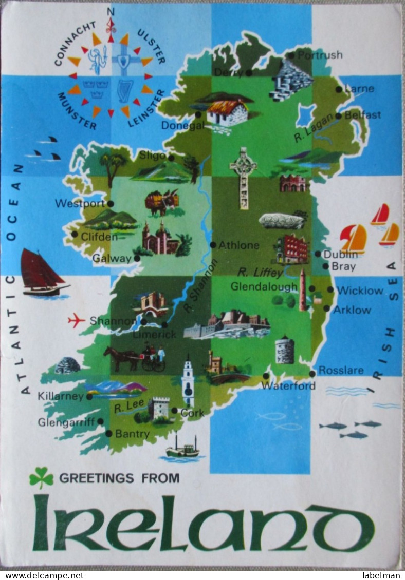 IRLAND UK UNITED KINGDOM ISLAND MAP AK PC CP KARTE CARD POSTKARTE POSTCARD ANSICHTSKARTE CARTOLINA CARTE POSTALE - Sammlungen & Sammellose