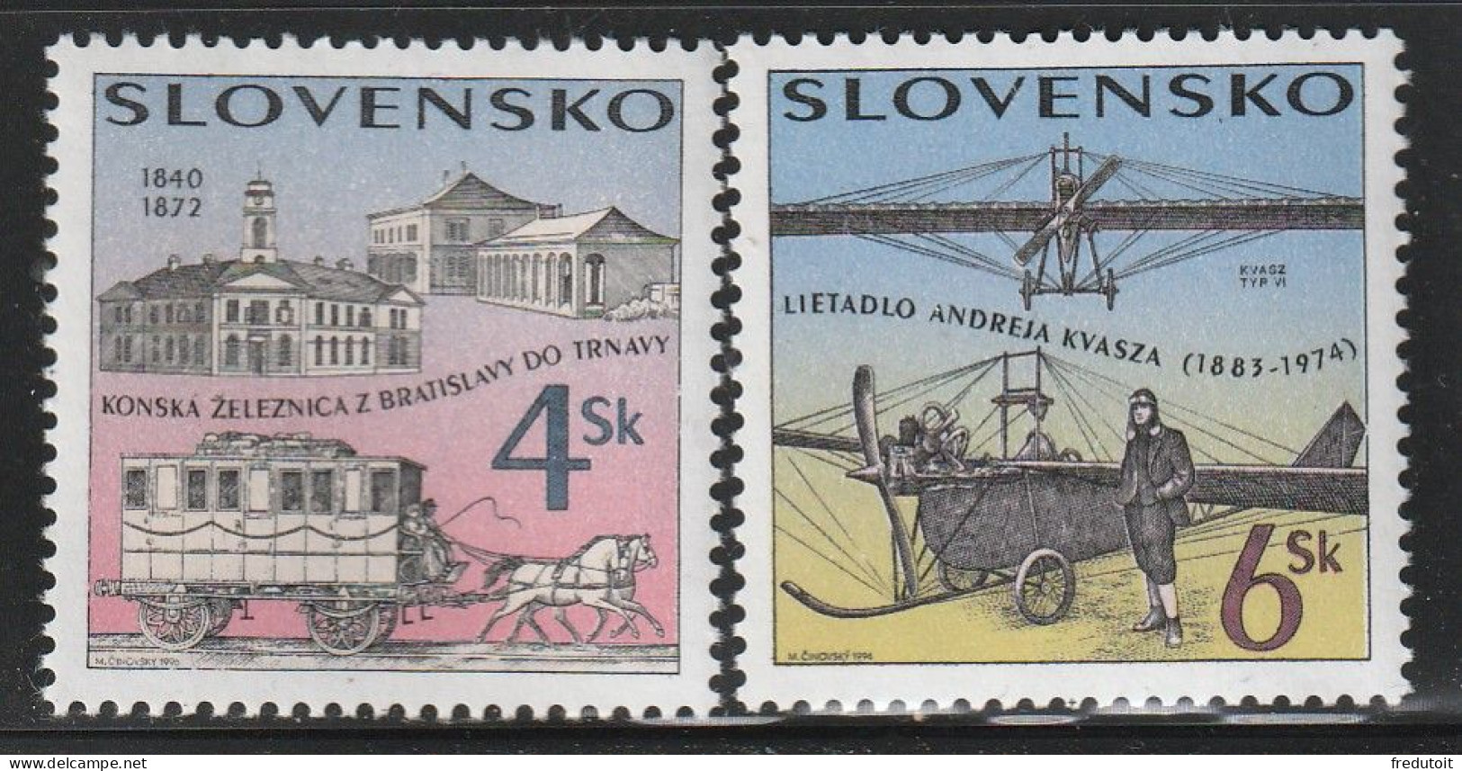 SLOVAQUIE - N°224/5 ** (1996) Moyens De Transport Anciens - Unused Stamps