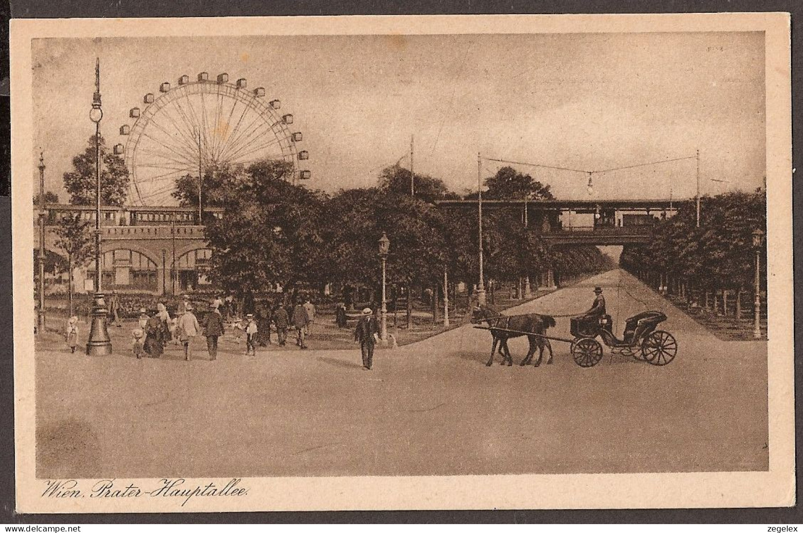 Wien Prater Hauptallee Mit Riesenrad Und Pferdekutsche - Animiert - Prater