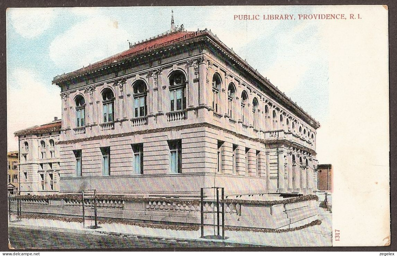 Library - Providence R.I. With GILDED Contours Of The Building (glued Glitters)  - Providence