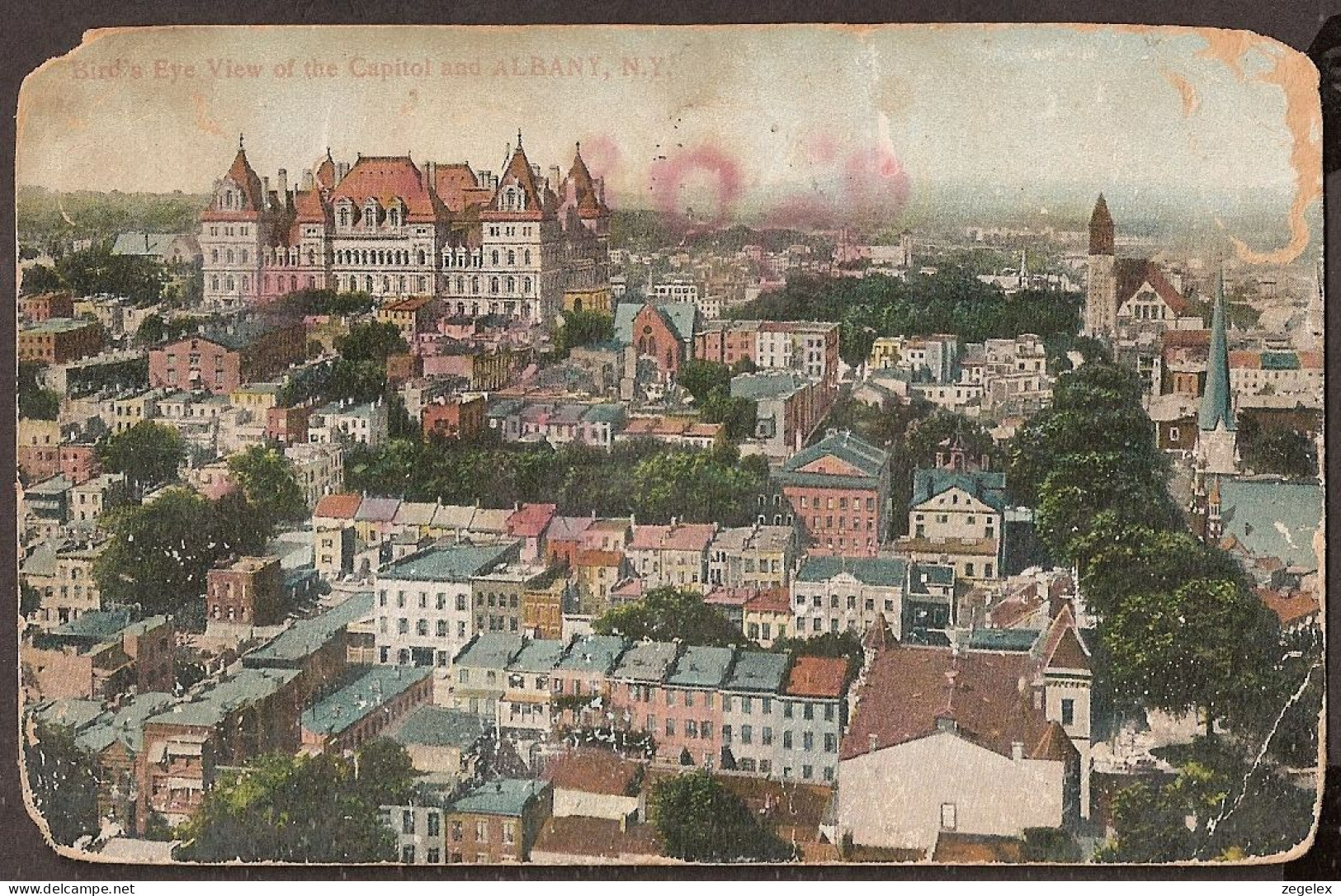 Albany, NY - Bird's Eye View Of The Capitol And Albany 1908 - Albany