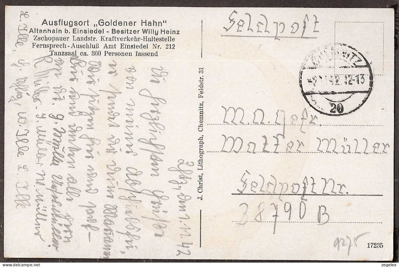 Altenhain Bei Einsiedel - Ausflugsort "Goldener Hahn" 1942 - Chemnitz (Karl-Marx-Stadt 1953-1990)