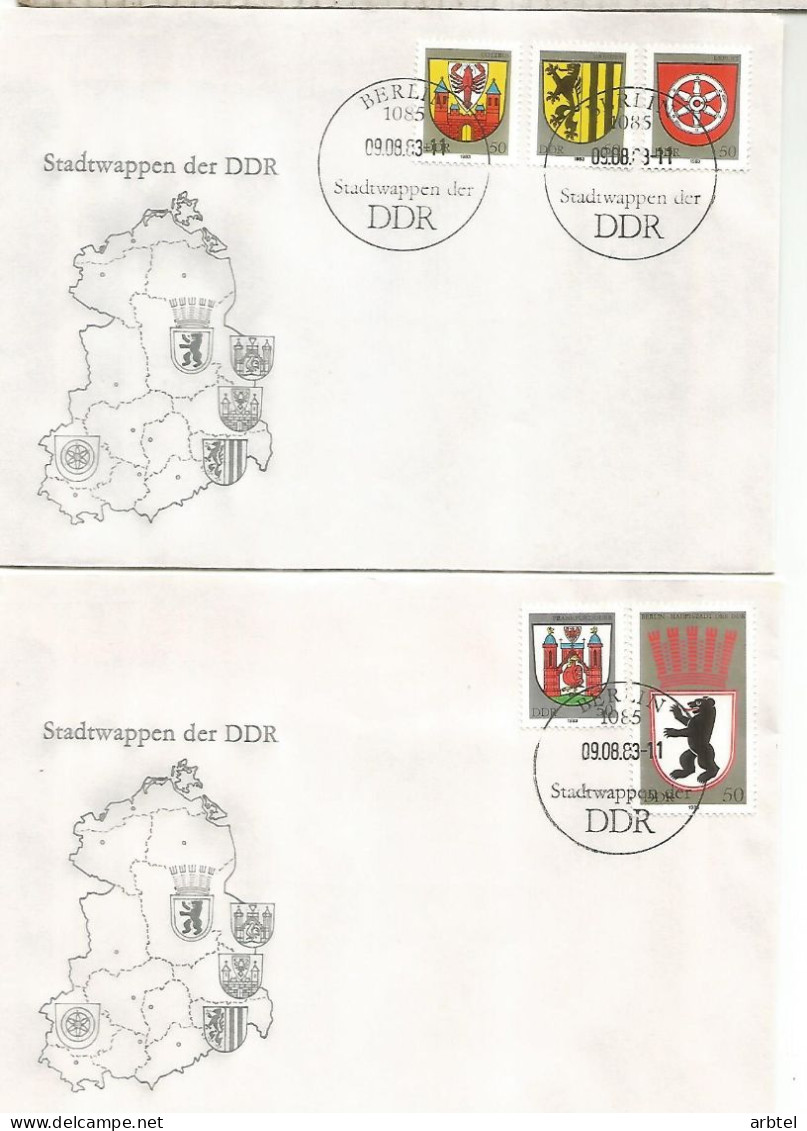 ALEMANIA DDR ESCUDOS ARMS - Enveloppes