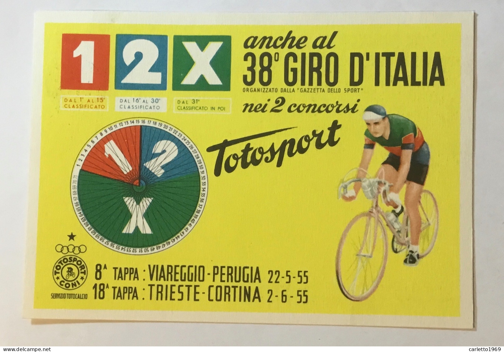 38o GIRO D’ITALIA  TOTOSPORT  1955 VIAGGIATA FG - Cycling