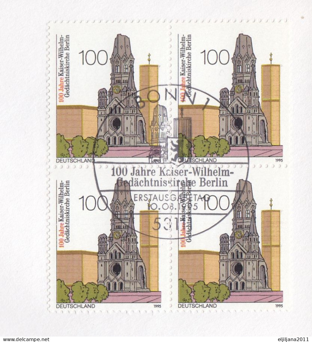 Germany 1995 ⁕ "100 Jahre Kaiser-Wilhelm-Gedächtniskirche In Berlin" Mi.1812 X4 ⁕ FDC Cover / Folder / Zertifikat - Scan - 1991-2000