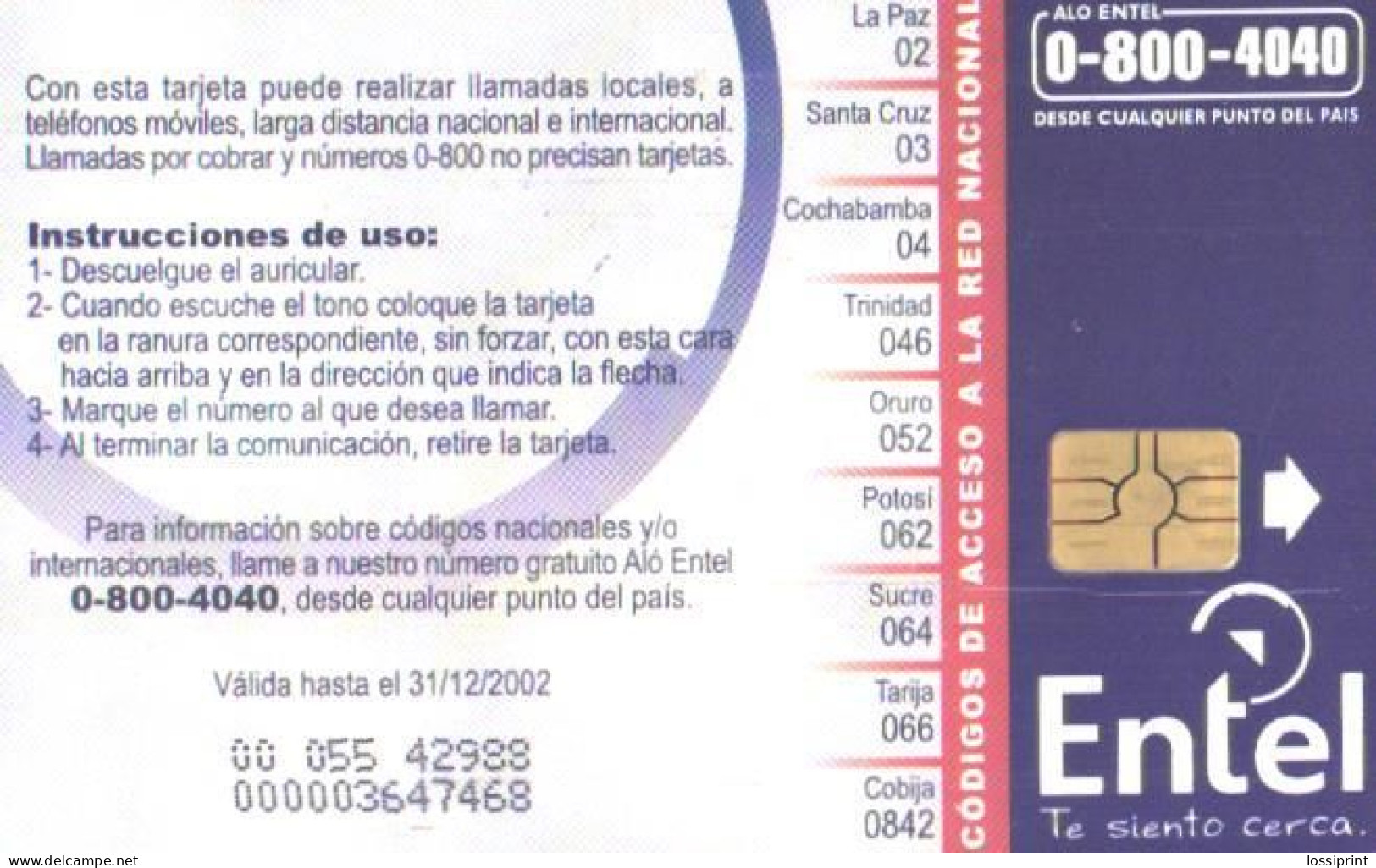 Bolivia:Used Phonecard, Entel, 5 Bs, Mascara De Pepino - Bolivia