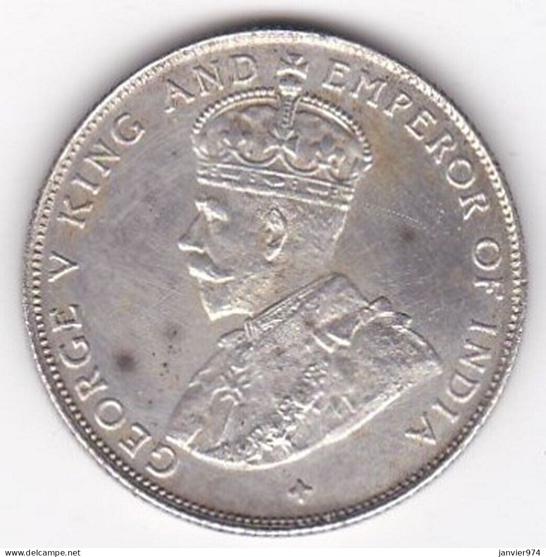 Straits Settlements 50 Cents 1921 Half Dollar . George V. Argent. KM# 35.1 - Malasia