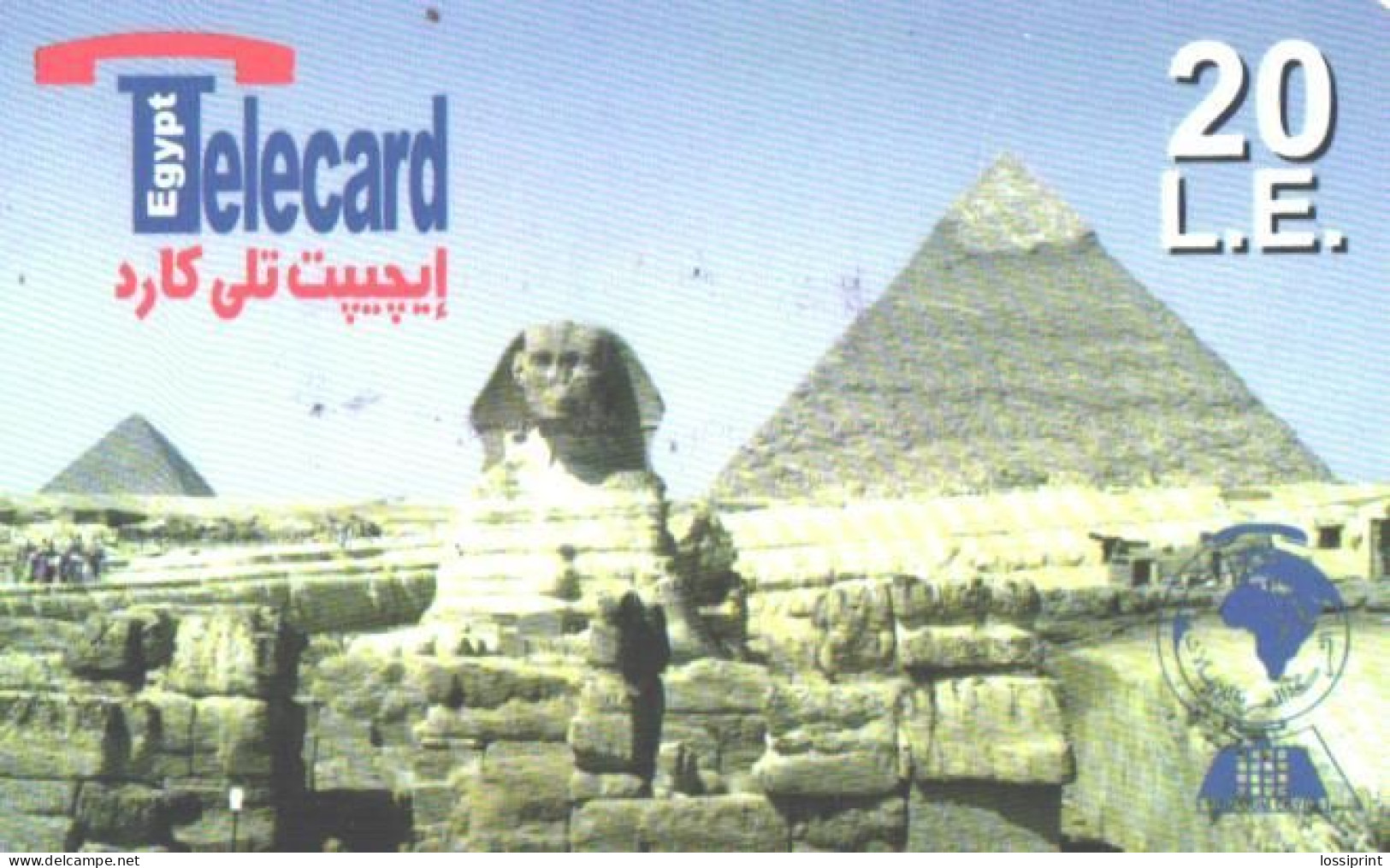 Egypt:Used Phonecard, Egypt Telecard, 20 L.E., Pyramide, Sphinx - Egypt