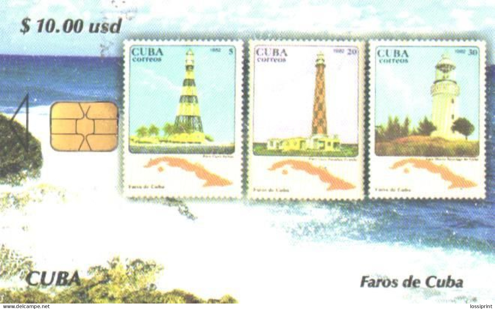 Used Phonecard, 10 USD, Lighthouses, 2005 - Kuba