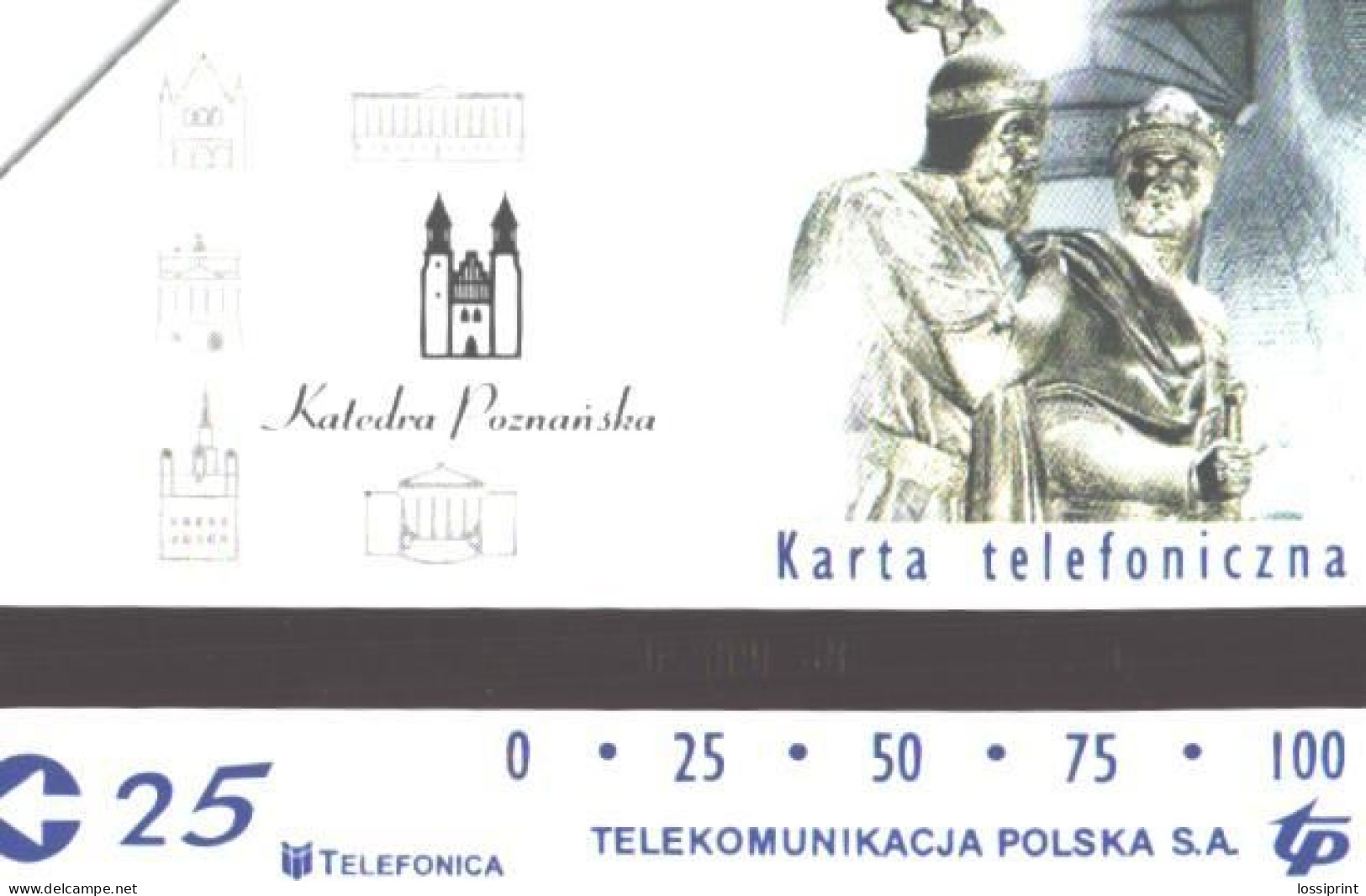 Poland:Used Phonecard, Telekomunikacja Polska S.A., 25 Units, Poznan Cathedral - Pologne