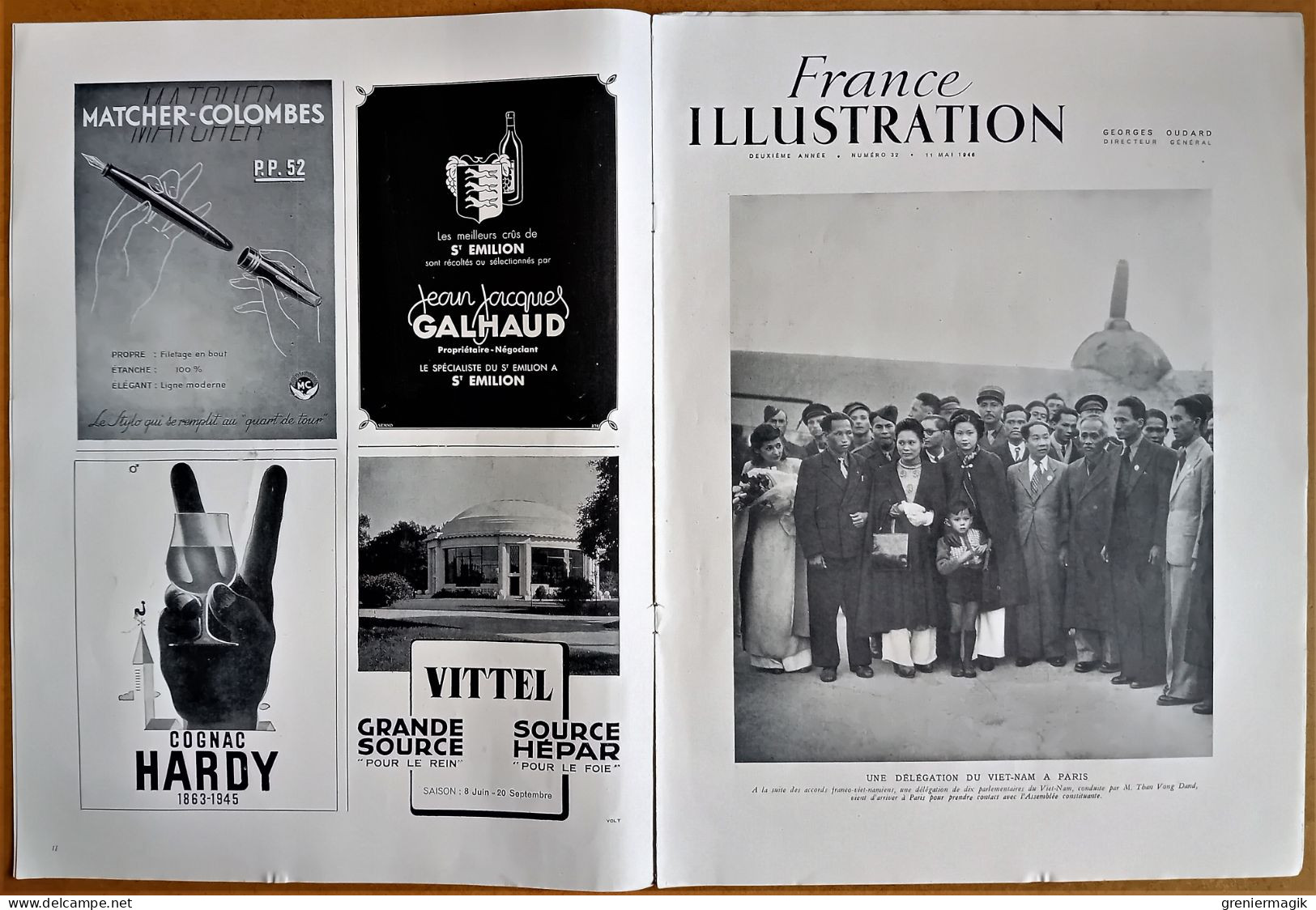 France Illustration N°32 11/05/1946 Référendum/Vietnam/Pays-Bas/L'aile Volante/Procès Wagner/Prison San Vittore Milan - General Issues