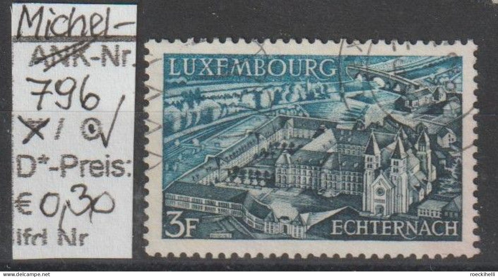 1969 - LUXEMBURG - SM "Landschaften - Echternach" 3 Fr Schw'blau/grünl'blau  - O  Gestempelt - S.Scan (Lux 796o) - Gebruikt