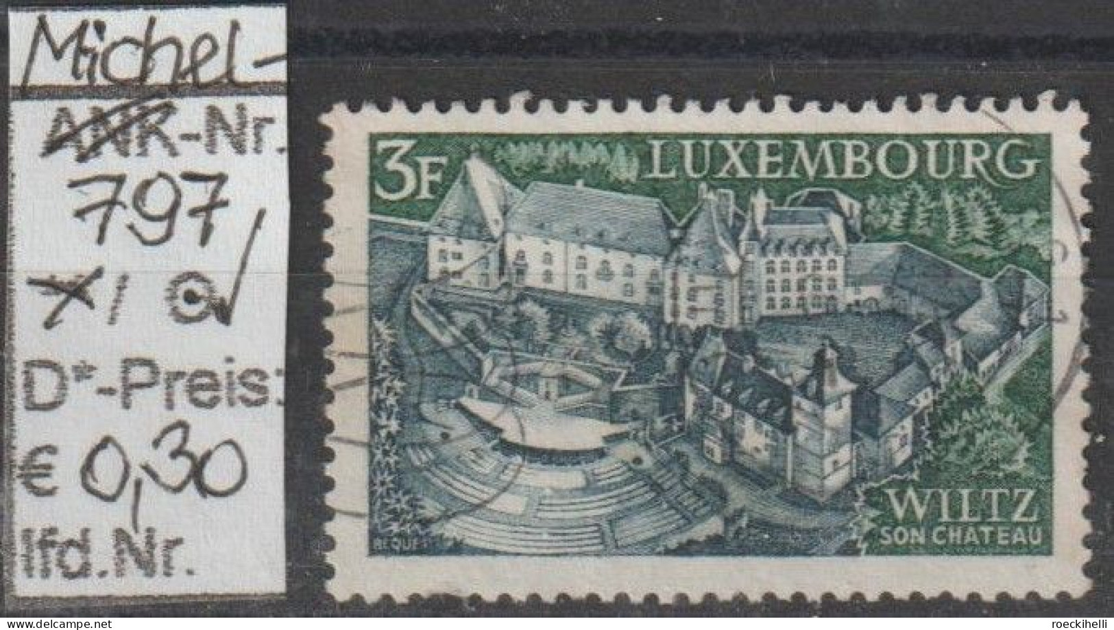 1969 - LUXEMBURG - SM "Landschaften - Wiltz" 3 Fr Schw'blau/schw'grün  - O  Gestempelt - S.Scan (Lux 797o) - Usati