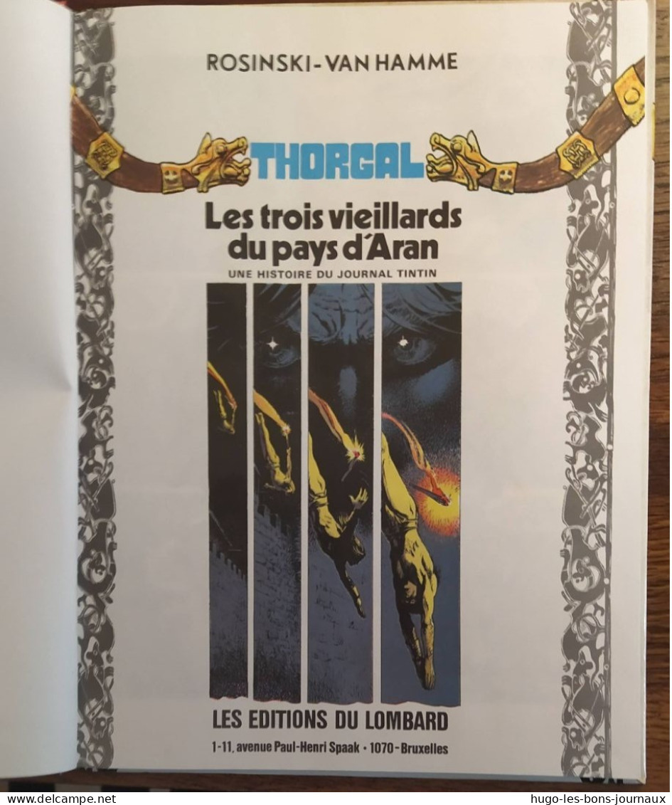 Thorgal : Les Trois Vieillards Au Pays D'Aran_ De Rosinski Et Van Hamme_edition Du Lombard - Thorgal