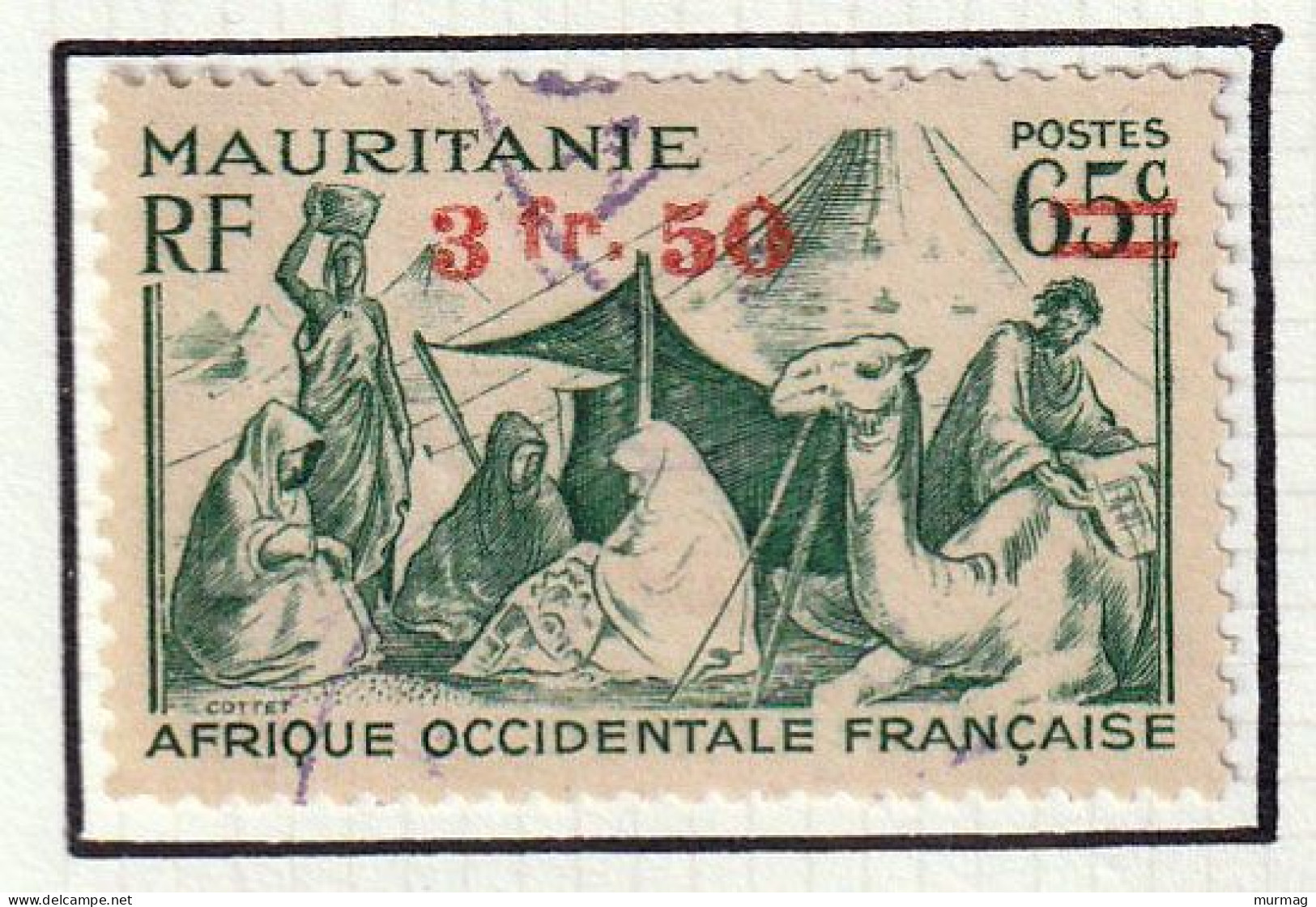 AOF - Mauritanie - Camp, Chameliers - Tb De 1938 Avec Surcharge Rouge : 3F50 - Y&T N° 133 - 1944 - Oblitéré - Used Stamps