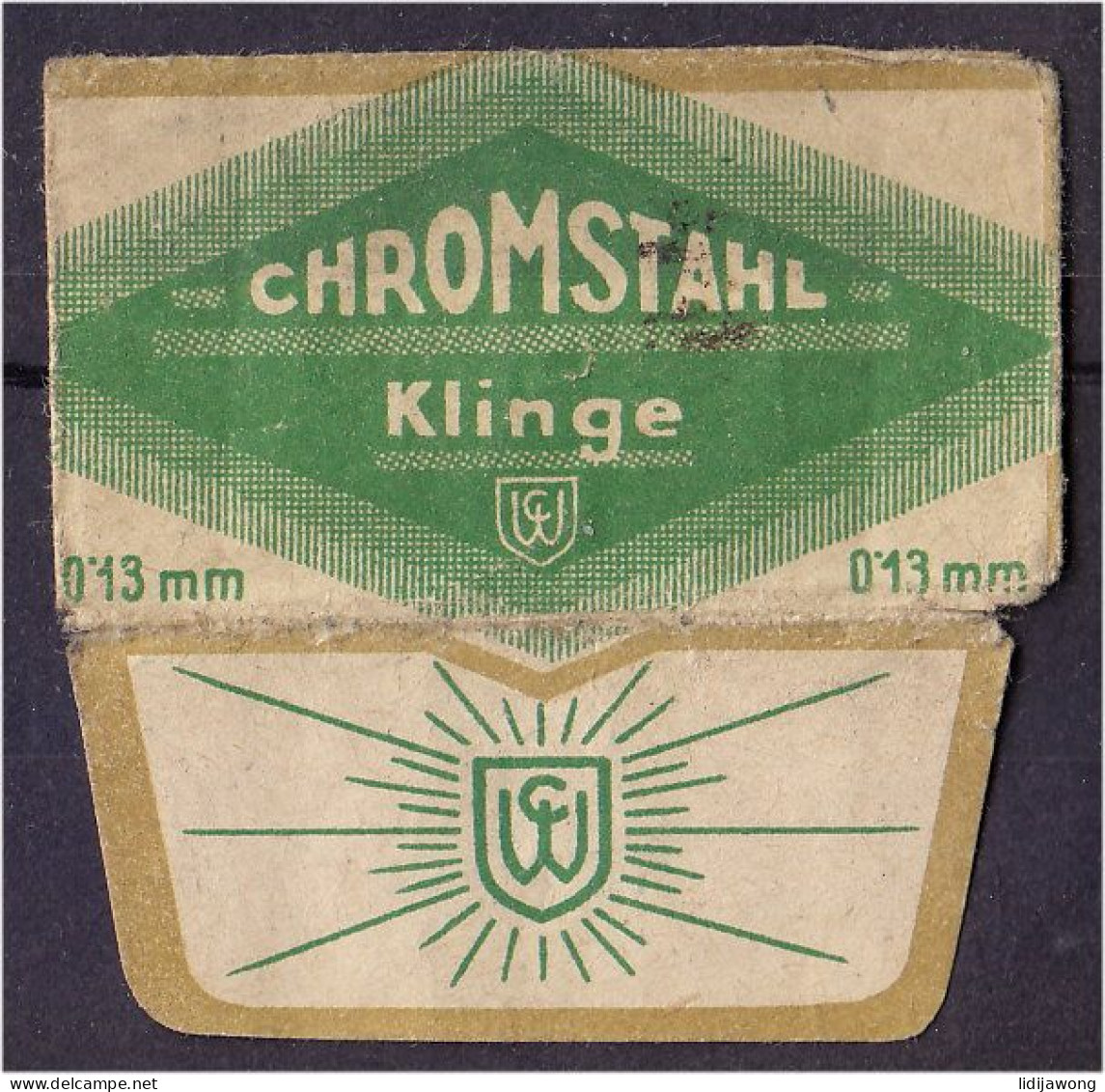 "CHROMSTAHL" Razor Blade Old Vintage WRAPPER (see Sales Conditions) - Rasierklingen