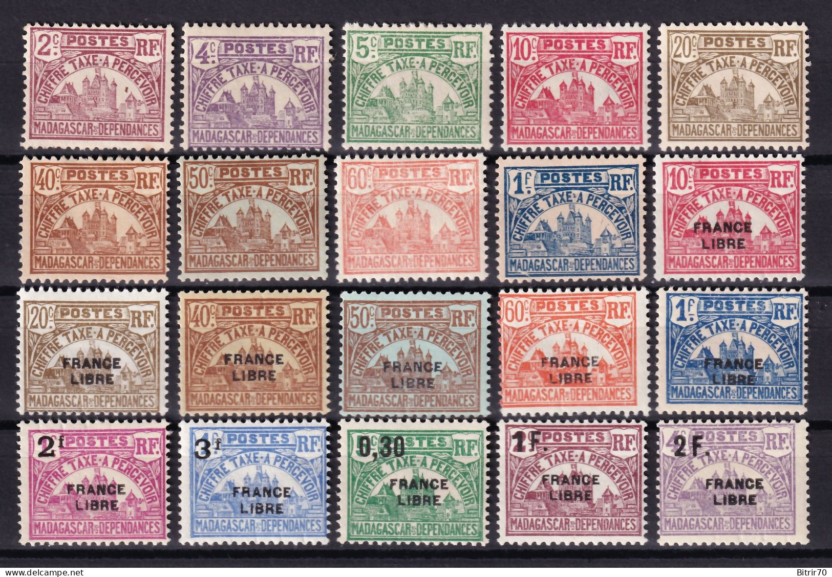 Madagascar, 1908-24 Y&T. 8 / 16, 20 / 30, MH - Portomarken