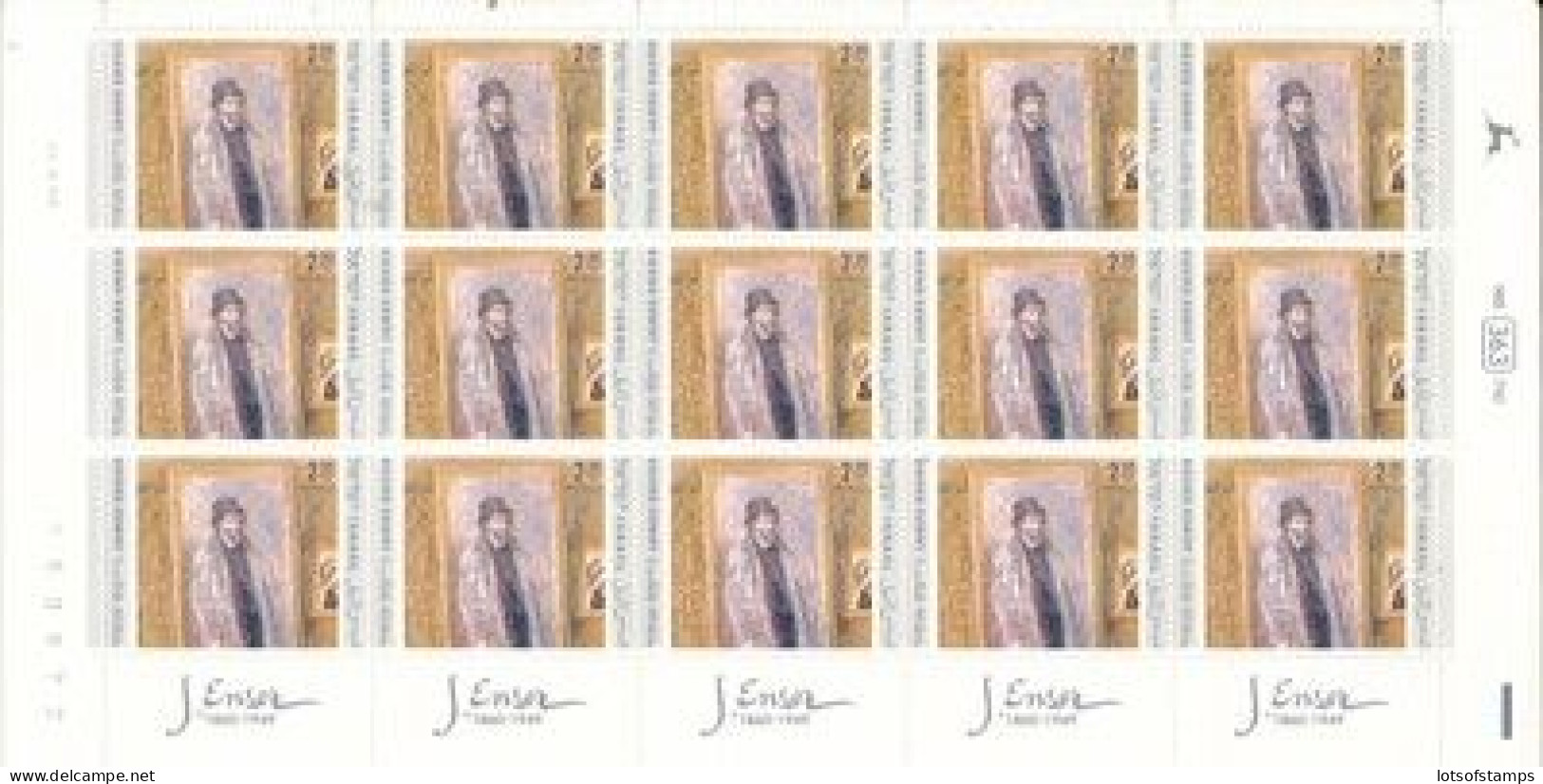 ISRAEL 1999 JOINT ISSUE WITH BELGIUM J. ENSOR 15 STAMP ISRAEL SHEET MNH - Covers & Documents