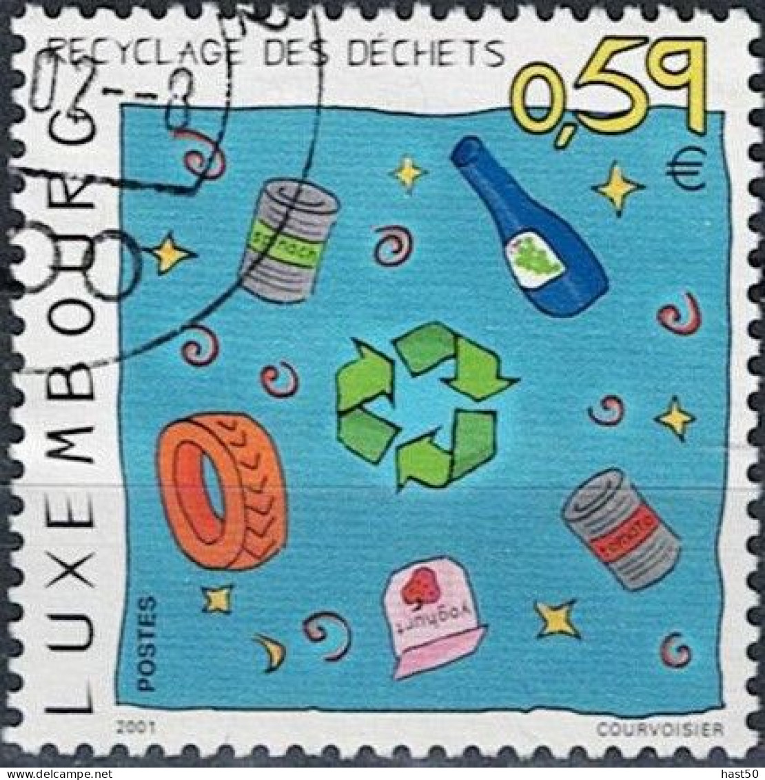 Luxemburg - Cartoon Abfallrecycling (MiNr: 1551) 2001 - Gest Used Obl - Usados