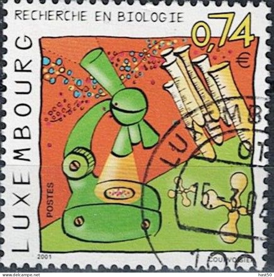 Luxemburg - Cartoon Bioforschung (MiNr: 1552) 2001 - Gest Used Obl - Usati