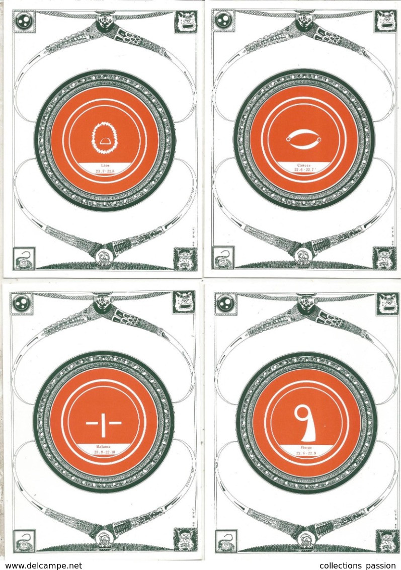 Cp, Astrologie , Les Signes Du Zodiaques , Illustrateur Cyb , Tirage 150 Ex. ,1986 , Vierges, LOT DE 13 CARTES POSTALES - Astrología