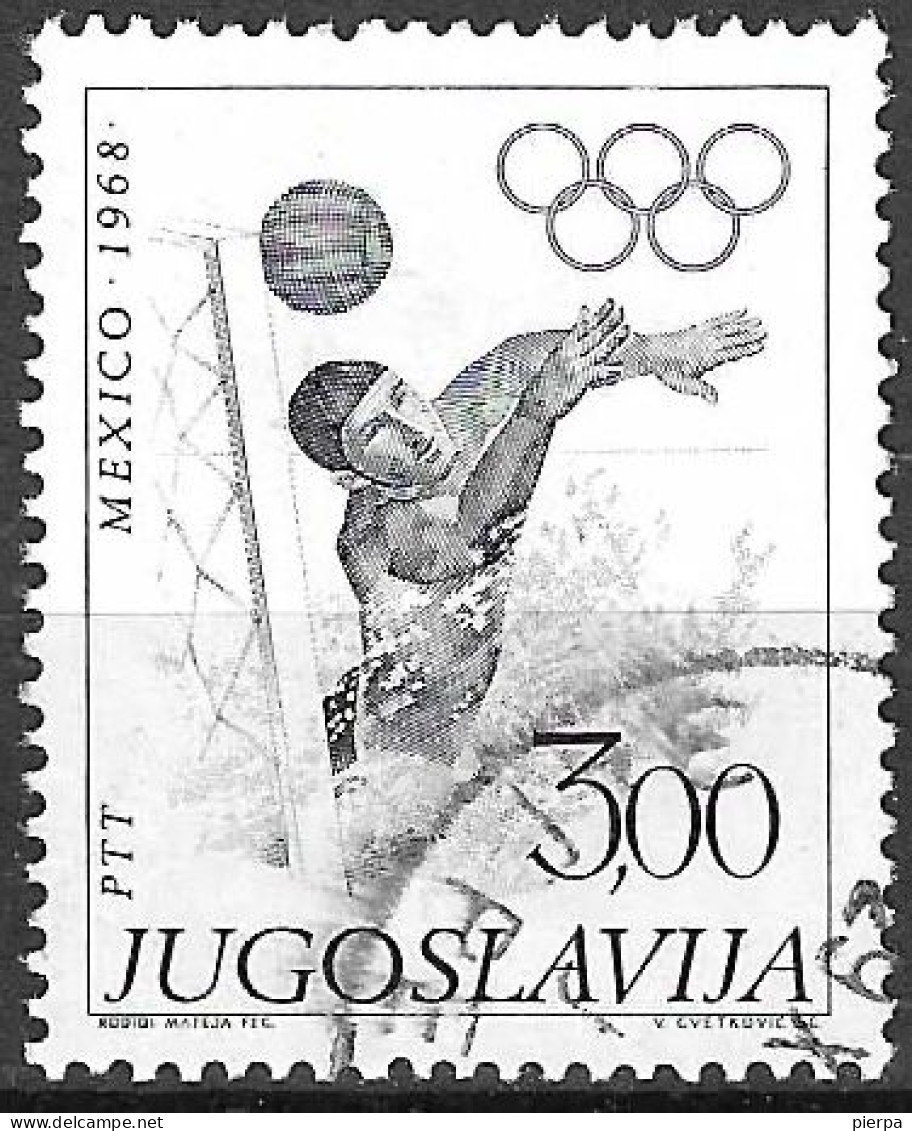 JUGOSLAVIA -1968 - OLIMPIADI MESSICO - WATER POLO - D 3,00 - USATO - ( YVERT 1187 - MICHEL 1294) - Oblitérés