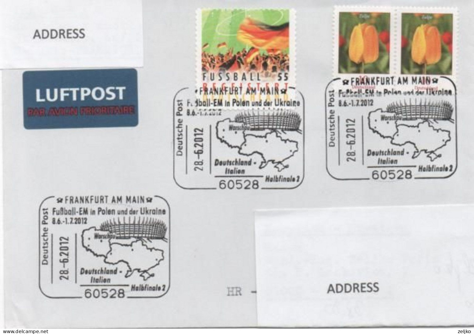 Germany, Football, European Championship 2012, Semifinals Germany - Italy, Air Mail To Croatia - Championnat D'Europe (UEFA)