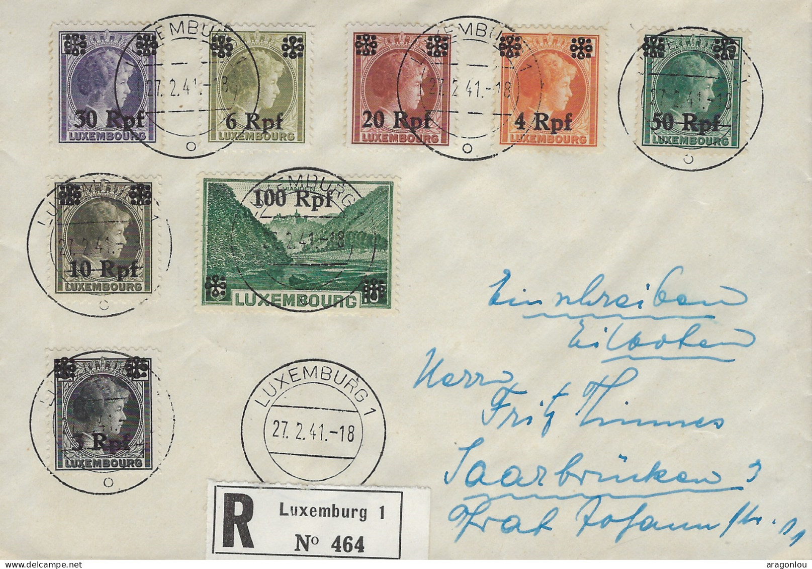 Luxembourg - Luxemburg - Lettre Recommandé 1941  An Herrn Fritz Thinnes , Saarbrücken - Cartas & Documentos