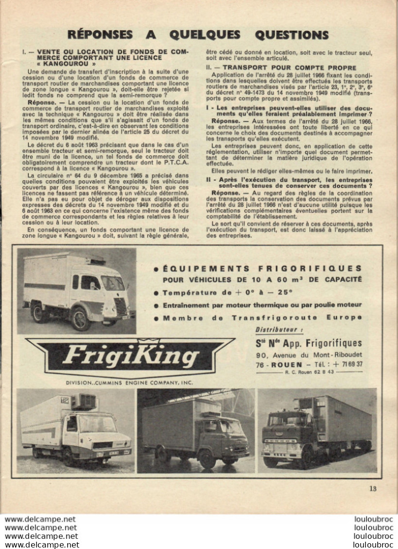 LE TRANSPORTEUR FRANCAIS REVUE DE 1966 COMPOSEE DE 64 PAGES PARFAIT ETAT - Trucks