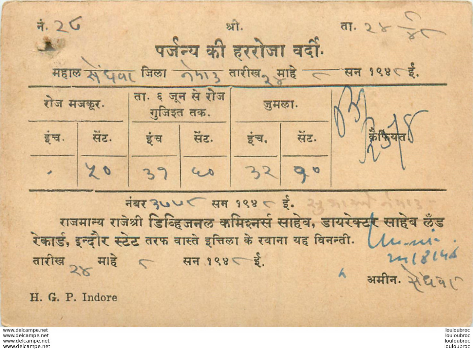 ENTIER POSTAL INDE 1948 - Zonder Classificatie