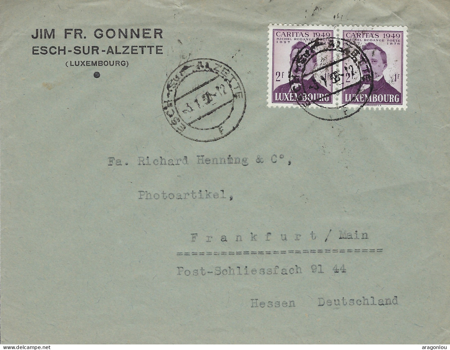 Luxembourg - Luxemburg - Lettre Recommandé 1949  An Fa. Richard Henning , Frankfurt - Covers & Documents