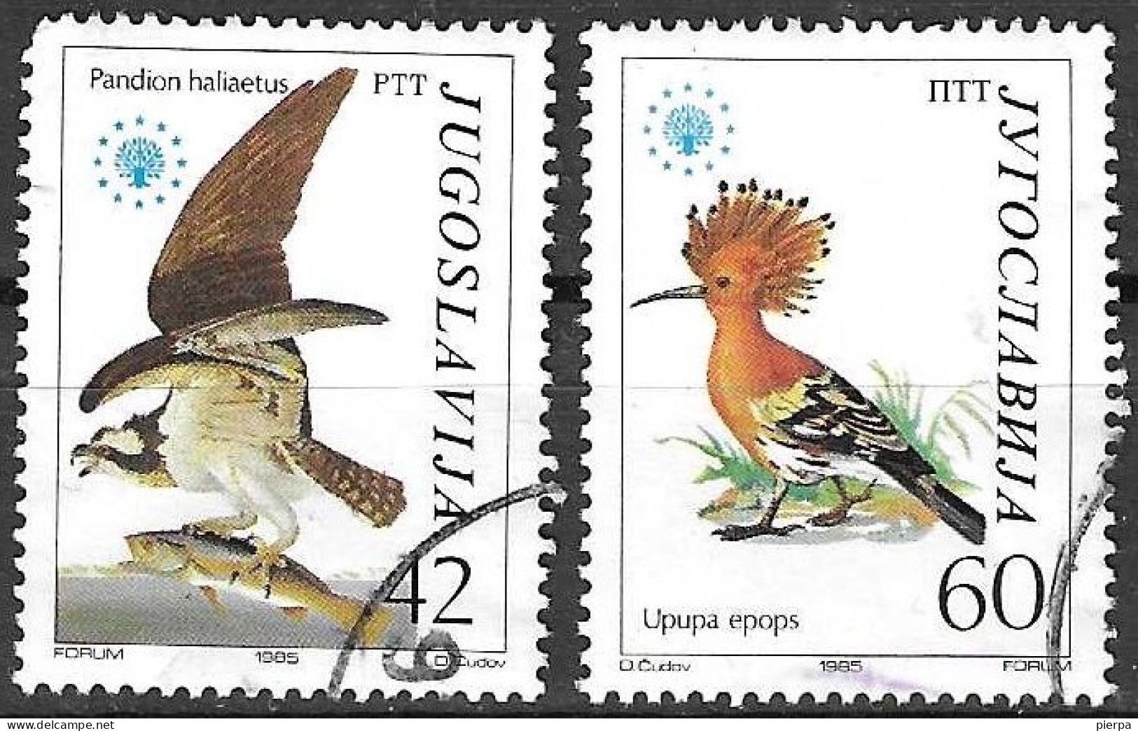 JUGOSLAVIA -1985 - PROTEZIONE NATURA - UCCELLI SERIE 2 VALORI - USATA ( YVERT 1978\9 - MICHEL 2100\1) - Used Stamps