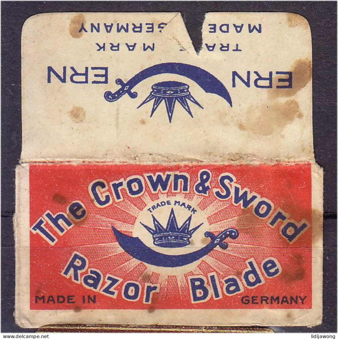 "THE CROWN & SWORD" Razor Blade Old Vintage WRAPPER (see Sales Conditions) - Rasierklingen