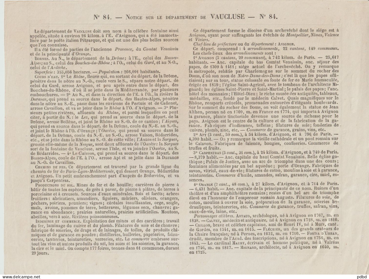 84 . Carte Géographique Du Vaucluse . Ecoles . Marchandeau . - Cartes Géographiques