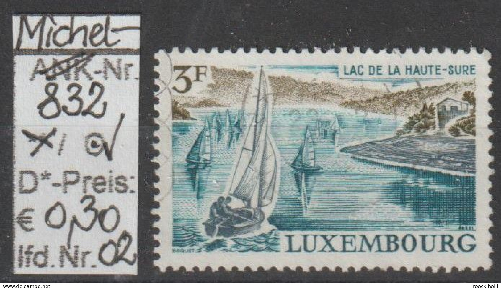 1971 - LUXEMBURG - SM  "Landschaften.. - Stausee Ober-Sauer" 3 Fr Mehrf.  - O Gestempelt - S.Scan (Lux 832o 01-02) - Used Stamps