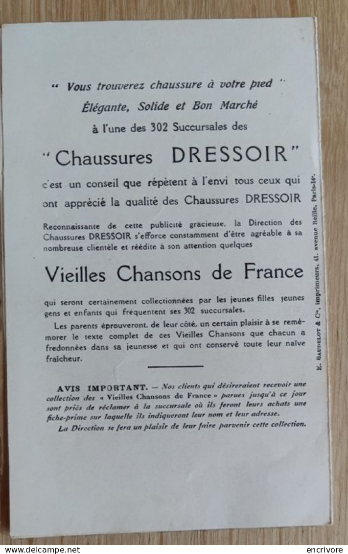 Vieilles Chansons De France 13 Partitions Illustrées Avec Texte Chaussures DRESSOIR Baudelot Imp - Cancionero