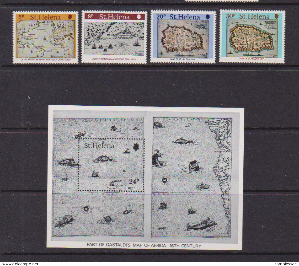 SAINT HELENA    1981    Early  Maps    Set  Of  4  +  Sheetlrt     MH - Saint Helena Island