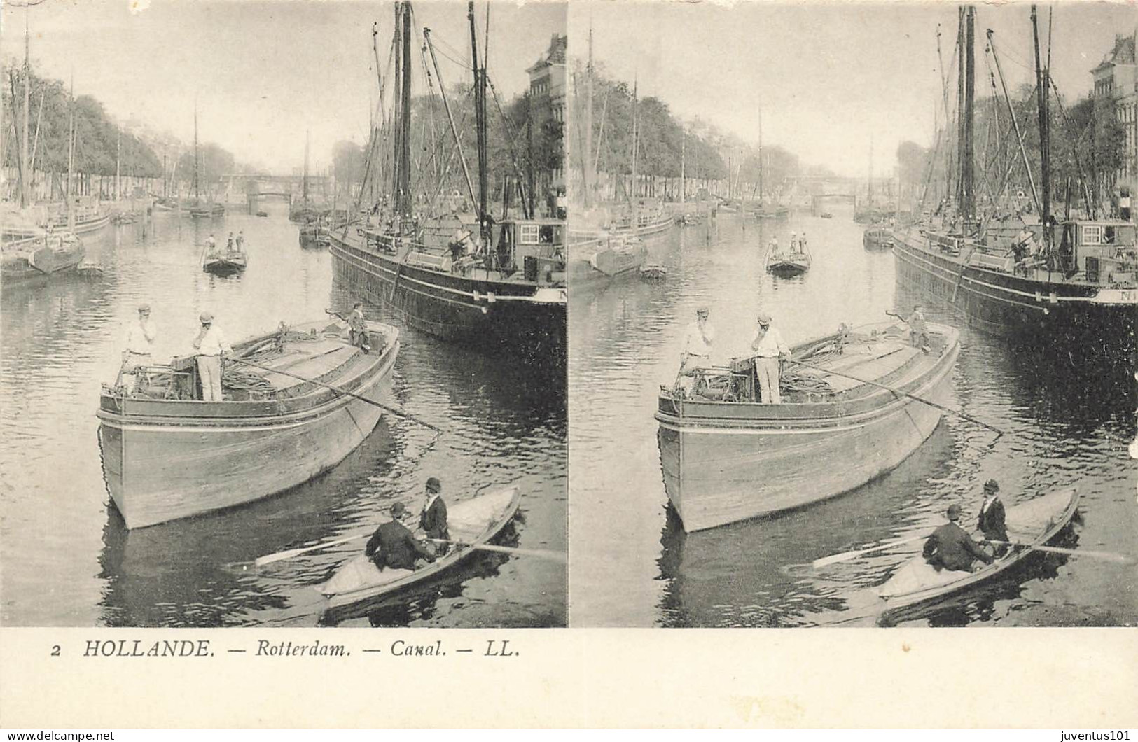 CPA Hollande-Rotterdam-Canal-Carte Stéréoscopique-2       L2588 - Rotterdam