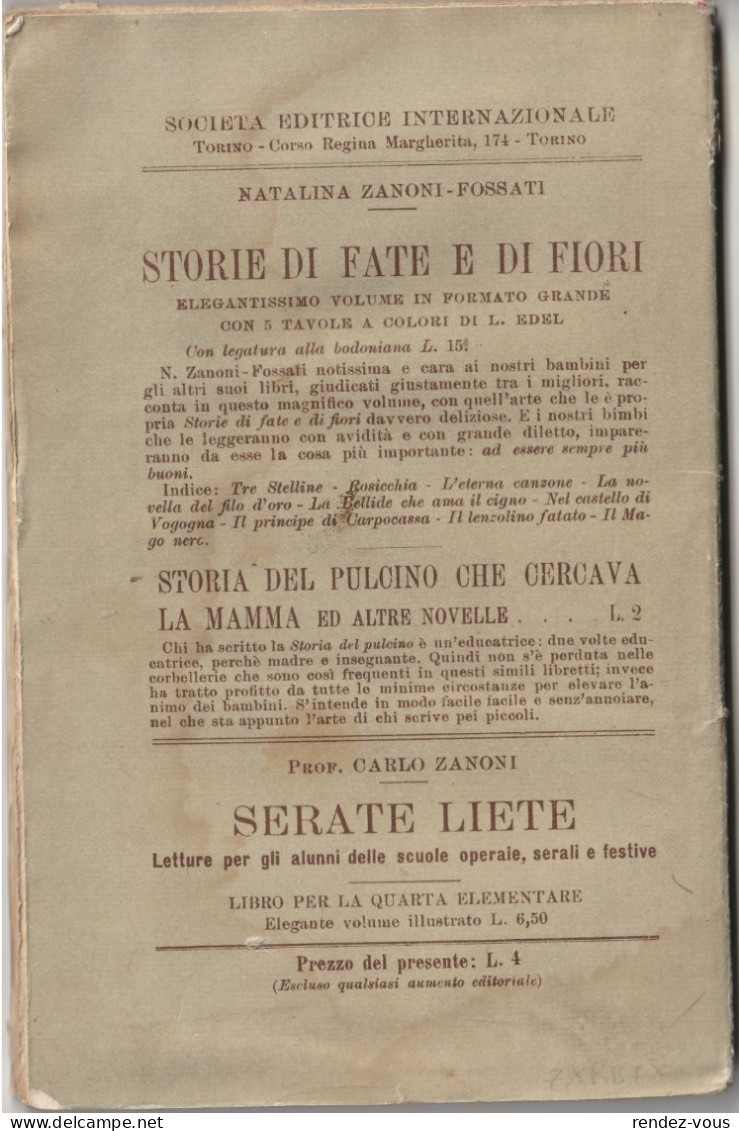 L.  -  Ore Buone , Libro Per La Seconda Classe  Di  Zanoni Fossati - Illustr. L. Edel  -  Soc. Editr. Internaz., Torino - Niños