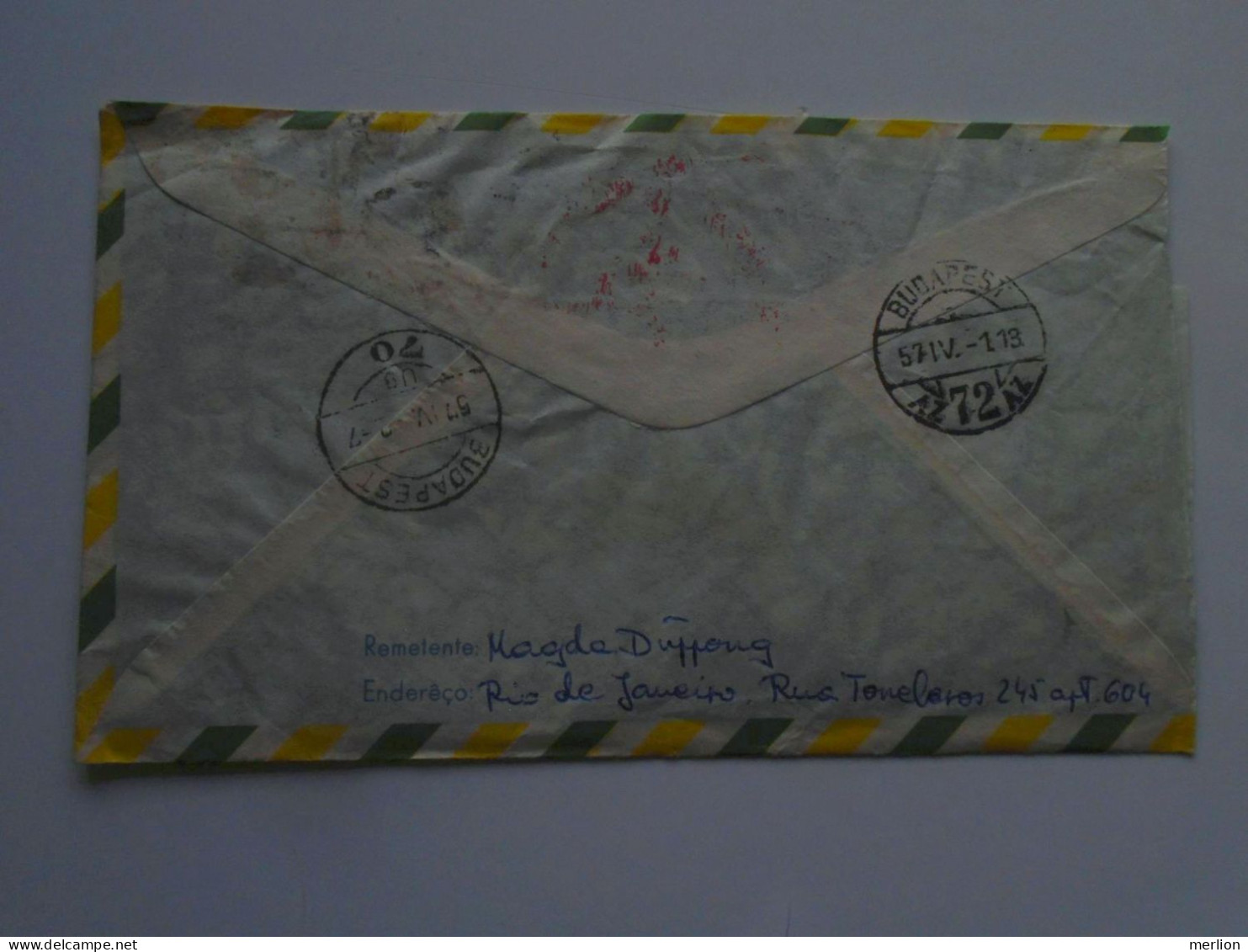 D200595 Brasil Brazil Registered Cover 1957 Rio De Janeiro  Magda Düppong-sent To Hungary  Dánér Károly - Briefe U. Dokumente