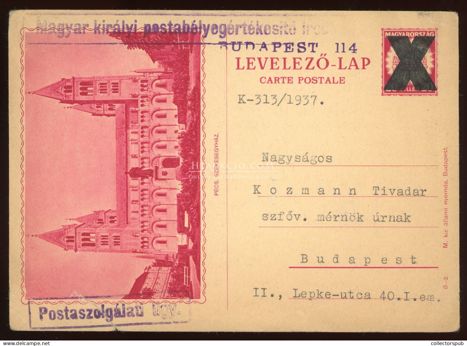 BUDAPEST 1937. Postaszolgálati Városképes Díjjegyes Lap - Briefe U. Dokumente