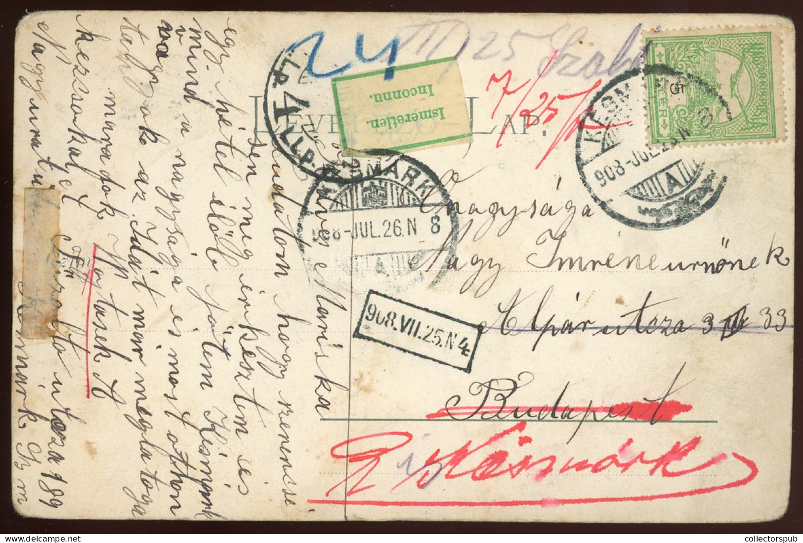 KÉSMÁRK 1908. Budapestről Visszaküldött Képeslap - Covers & Documents