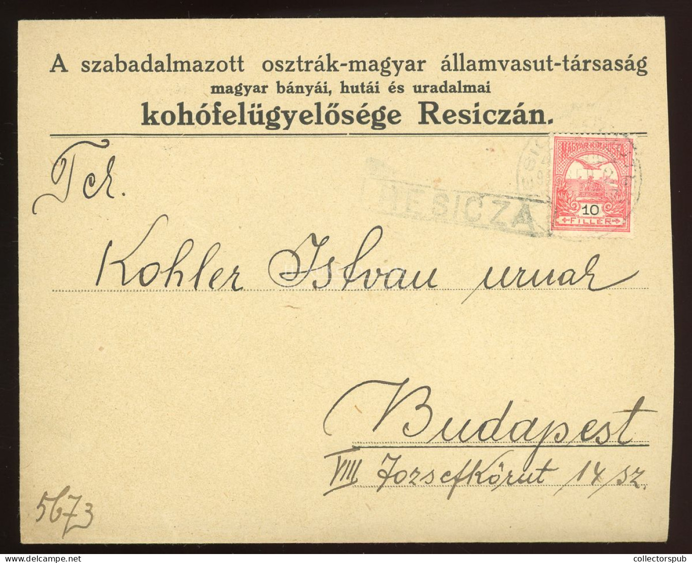 RESICA 1911. Céges Levél, Pályaudvari Bélyegzéssel Budapestre - Cartas & Documentos